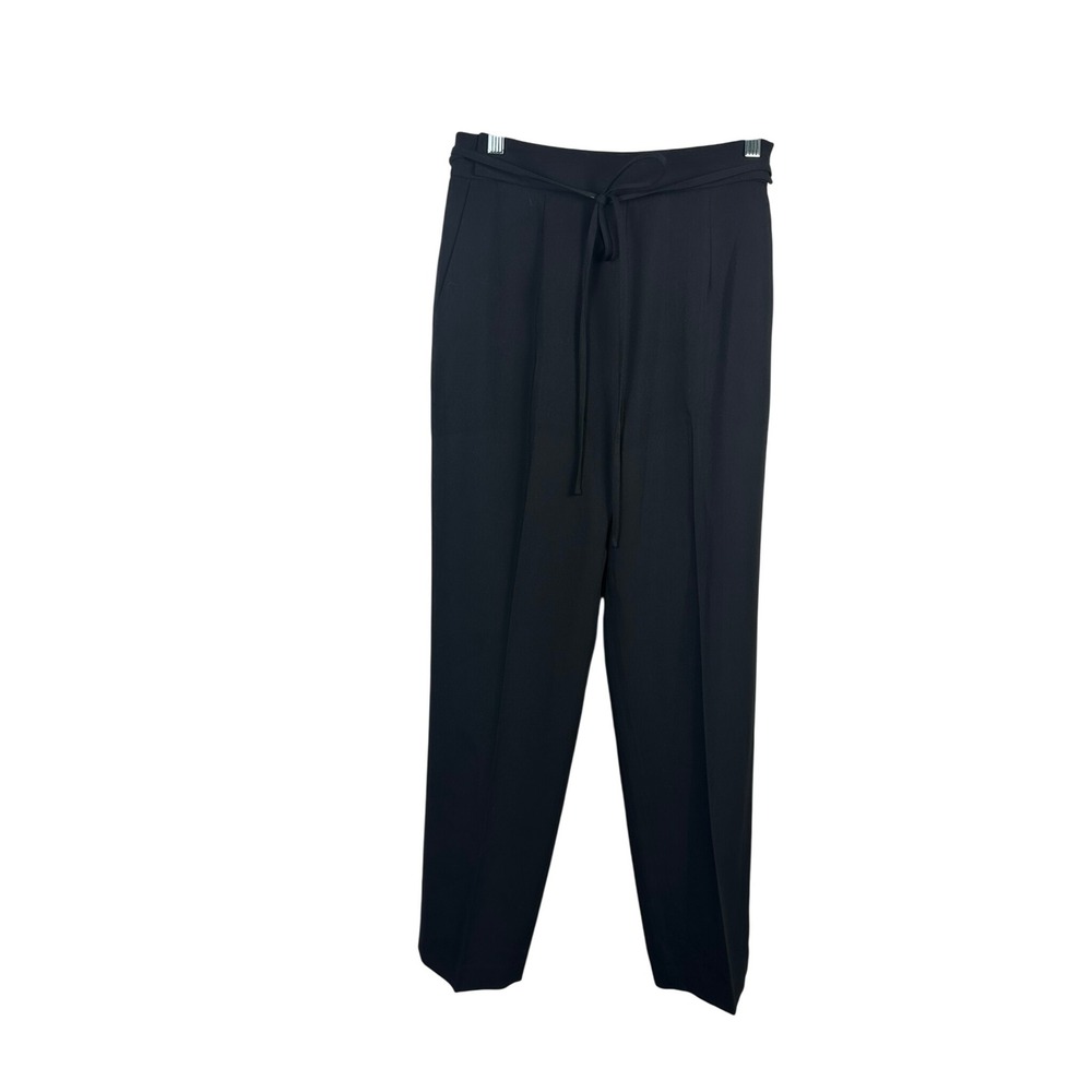 T by Alexander Wang Trousers Women Size 10 Black Tie Waist Straight Leg Pant